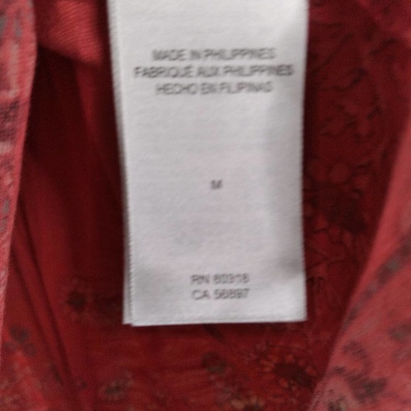 Lucky Brand Coral Pink Floral Peasant Top - Picture 10 of 14